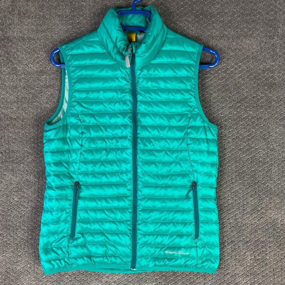 Eddie Bauer EB700 Travex Down Vest Women's XS Packable Aqua Teal Green Full Zip